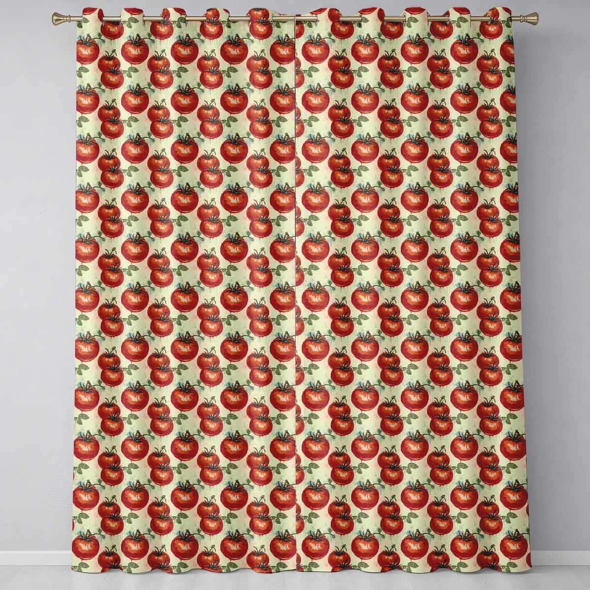 Juicy Red Tomatoes with Vintage Drip Effect on Neutral Background Pattern  Readymade Eyelet Ring Top Thermal 100% Blackout Curtains