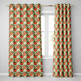 Vintage Red Tomatoes on Vine with Green Leaves Cream Background Seamless  Readymade Eyelet Ring Top Thermal 100% Blackout Curtains