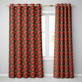 Rich Red Tomatoes on Dark Teal Background Vintage Style Seamless Pattern  Readymade Eyelet Ring Top Thermal 100% Blackout Curtains