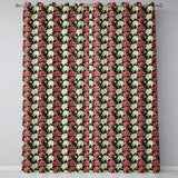 Cream and Coral Floral Blooms on Dark Background Seamless Pattern  Readymade Eyelet Ring Top Thermal 100% Blackout Curtains