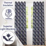 Purple Black Raven Bird with Autumn Leaves Seamless Pattern  Readymade Eyelet Ring Top Thermal 100% Blackout Curtains