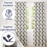 Black Crow Birds with Light Botanical Background Seamless Pattern  Readymade Eyelet Ring Top Thermal 100% Blackout Curtains