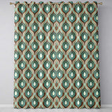 Vintage Teal Brown Geometric Arch Repeat Seamless Pattern  Readymade Eyelet Ring Top Thermal 100% Blackout Curtains