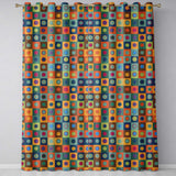 Colorful Polka Dot Grid Modern Geometric Seamless Pattern  Readymade Eyelet Ring Top Thermal 100% Blackout Curtains