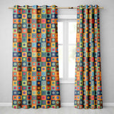 Colorful Polka Dot Grid Modern Geometric Seamless Pattern  Readymade Eyelet Ring Top Thermal 100% Blackout Curtains