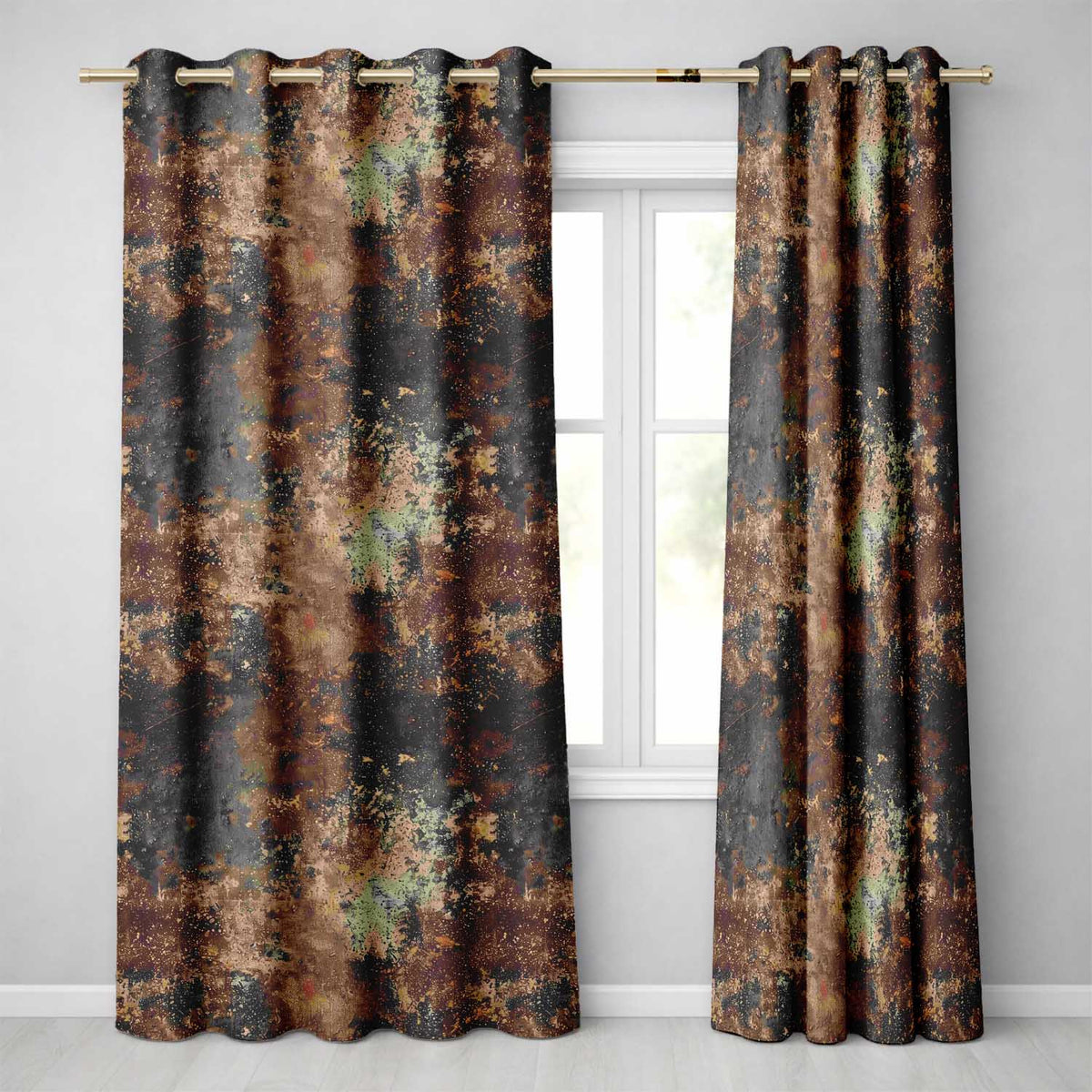 Abstract Rust Texture Grunge Metallic Seamless Pattern Industrial Art  Readymade Eyelet Ring Top Thermal 100% Blackout Curtains