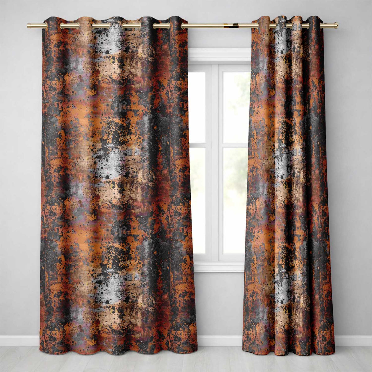 Abstract Rust and Paint Splatter Grunge Seamless Pattern Textured Design  Readymade Eyelet Ring Top Thermal 100% Blackout Curtains