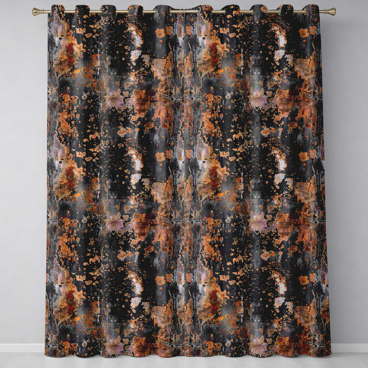 Dark Grunge Rust Texture with Splatter Seamless Pattern Industrial Art  Readymade Eyelet Ring Top Thermal 100% Blackout Curtains
