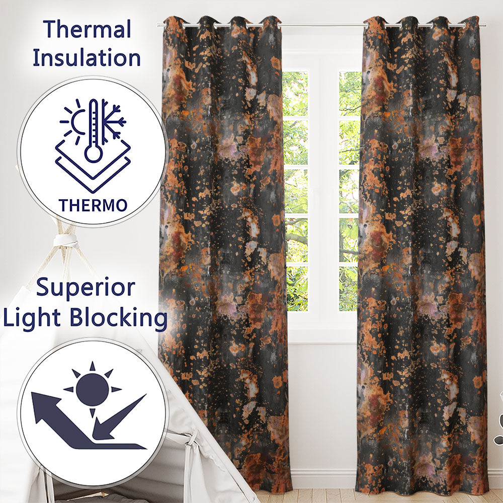 Dark Grunge Rust Texture with Splatter Seamless Pattern Industrial Art  Readymade Eyelet Ring Top Thermal 100% Blackout Curtains