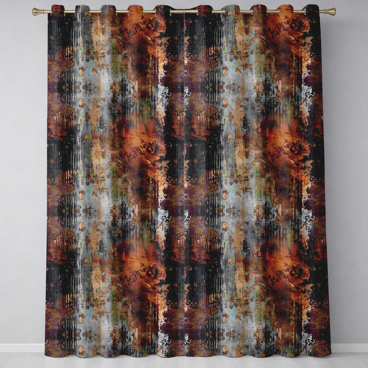 Burnt Metal Rust Texture Seamless Pattern Dark Abstract Grunge Style  Readymade Eyelet Ring Top Thermal 100% Blackout Curtains