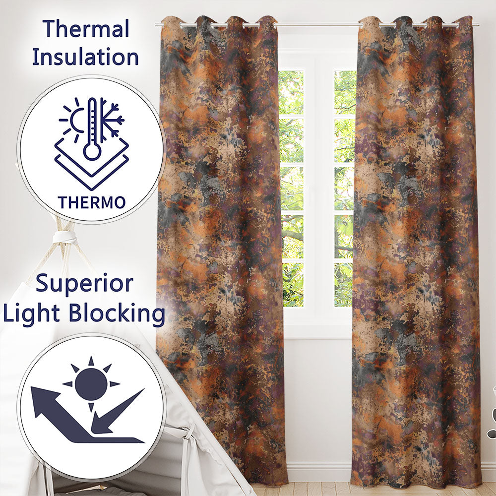 Abstract Rust and Oxidation Texture Seamless Pattern Metallic Grunge Art  Readymade Eyelet Ring Top Thermal 100% Blackout Curtains