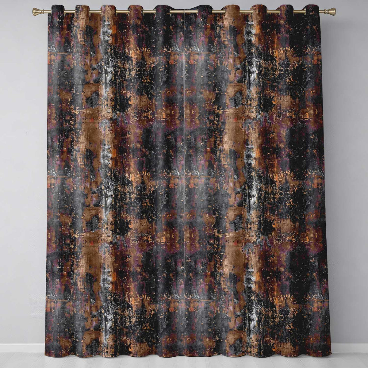 Vintage Metal Rust Patina Texture Dark Industrial Grunge Seamless Pattern  Readymade Eyelet Ring Top Thermal 100% Blackout Curtains