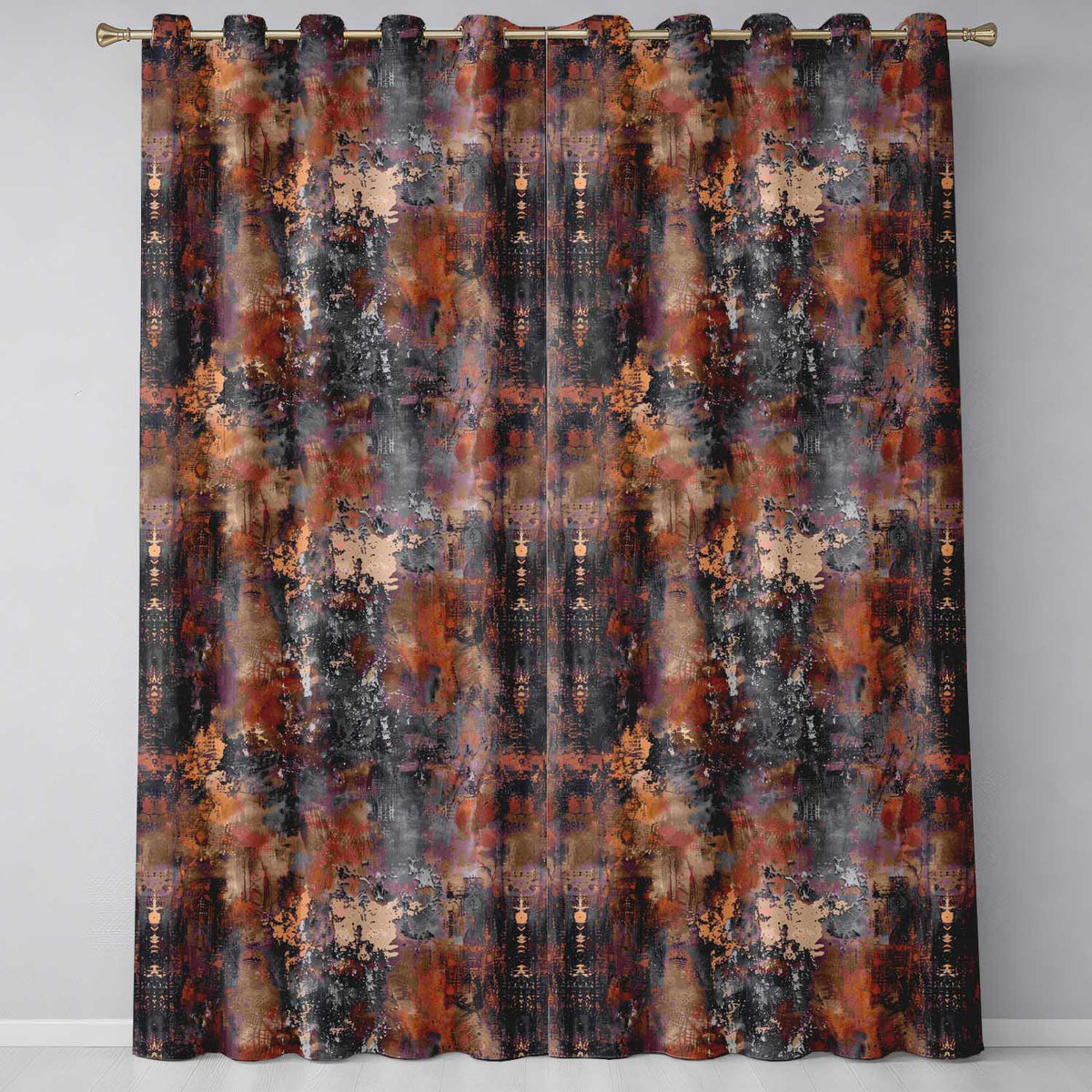 Burnt Orange Rust Abstract Texture Industrial Grunge Seamless Pattern  Readymade Eyelet Ring Top Thermal 100% Blackout Curtains