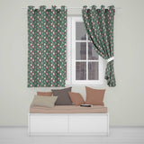 Cute Santa Trees Gifts Snowflakes Teal Christmas   Whimsical Festive  Readymade Eyelet Ring Top Thermal 100% Blackout Curtains