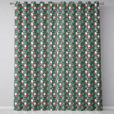 Cute Santa Trees Gifts Snowflakes Teal Christmas   Whimsical Festive  Readymade Eyelet Ring Top Thermal 100% Blackout Curtains
