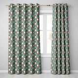 Cute Santa Trees Gifts Snowflakes Teal Christmas   Whimsical Festive  Readymade Eyelet Ring Top Thermal 100% Blackout Curtains