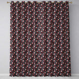 Festive Santa Folk  Black Background Red White Winter Christmas  Readymade Eyelet Ring Top Thermal 100% Blackout Curtains