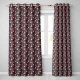 Festive Santa Folk  Black Background Red White Winter Christmas  Readymade Eyelet Ring Top Thermal 100% Blackout Curtains