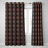 Glowing Halloween Pumpkin Fire Eyes Dark Seamless Pattern Creepy Autumn Design  Readymade Eyelet Ring Top Thermal 100% Blackout Curtains