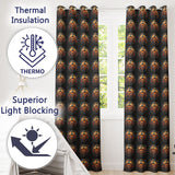 Haunted Pumpkin Skull Floral Dark Background Halloween Seamless Pattern  Readymade Eyelet Ring Top Thermal 100% Blackout Curtains