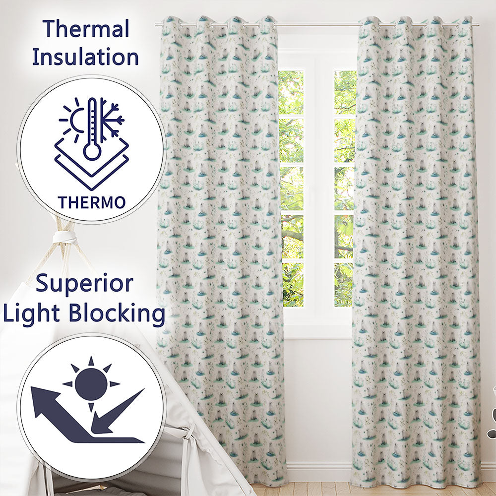 Cute Baby Seal Pups with Seaweed Soft Pastel Background Seamless Pattern  Readymade Eyelet Ring Top Thermal 100% Blackout Curtains