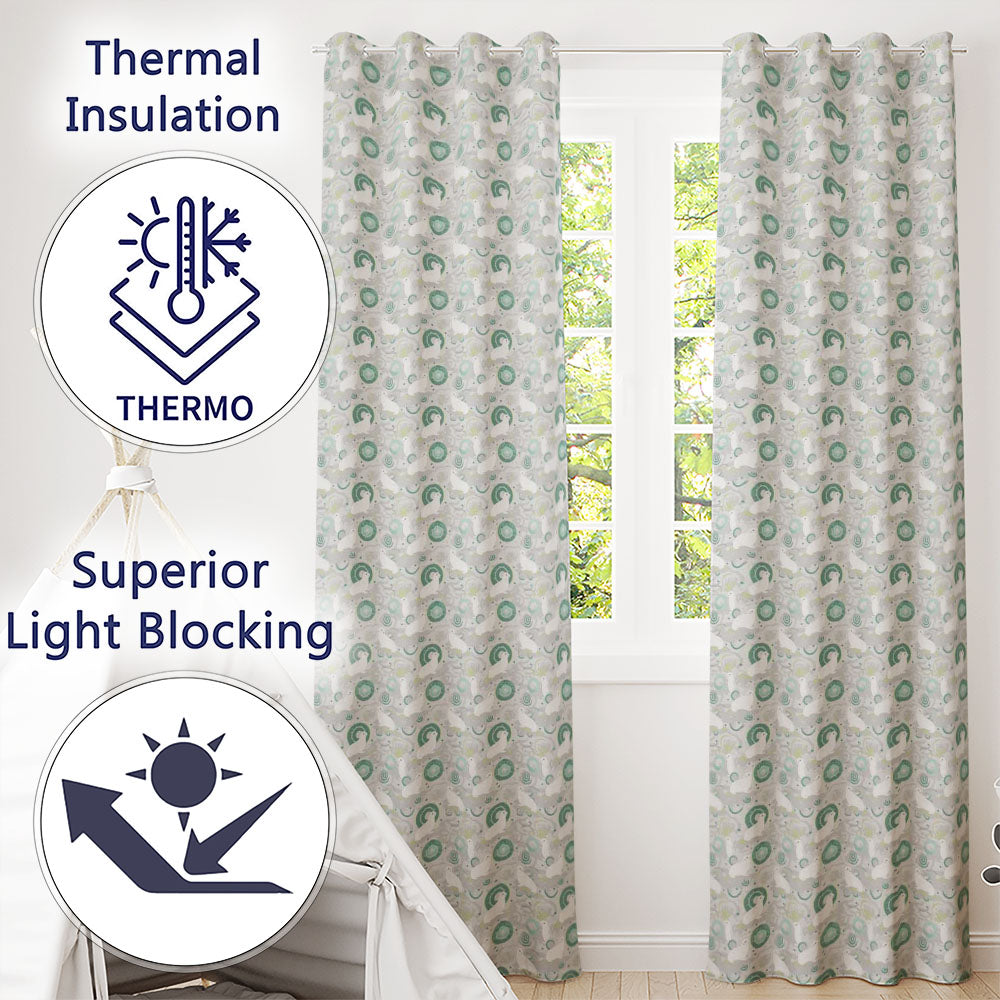 Cute Seal and Coral Watercolour Pastel Ocean Scene Seamless Pattern  Readymade Eyelet Ring Top Thermal 100% Blackout Curtains