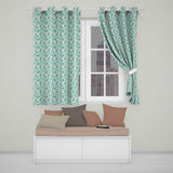 Decorative Stylised Seals with Swirl Ocean Motifs Teal Seamless Pattern  Readymade Eyelet Ring Top Thermal 100% Blackout Curtains