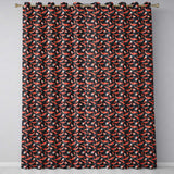 Graphic Red Shrimp on Dark Ocean Background Seamless Pattern  Readymade Eyelet Ring Top Thermal 100% Blackout Curtains