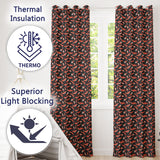 Graphic Red Shrimp on Dark Ocean Background Seamless Pattern  Readymade Eyelet Ring Top Thermal 100% Blackout Curtains