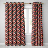 Graphic Red Shrimp on Dark Ocean Background Seamless Pattern  Readymade Eyelet Ring Top Thermal 100% Blackout Curtains