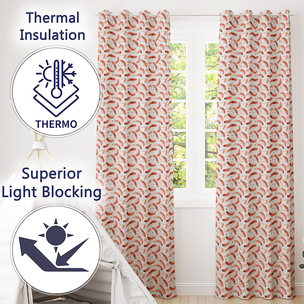 Minimal Coral Shrimp with Abstract Dots Seamless Pattern  Readymade Eyelet Ring Top Thermal 100% Blackout Curtains