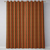 Ornate Vintage Stripe Floral Pattern in Red Gold and Green Seamless Pattern  Readymade Eyelet Ring Top Thermal 100% Blackout Curtains
