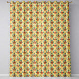 Vintage Distressed Damask Motif Pattern in Red Teal and Gold  Readymade Eyelet Ring Top Thermal 100% Blackout Curtains