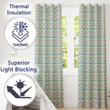 Pastel Geometric Diamond Ikat Pattern in Aqua Pink and Yellow  Readymade Eyelet Ring Top Thermal 100% Blackout Curtains