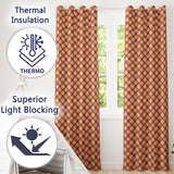 Rust Red Geometric Diamond Lattice Pattern on Neutral Wood Texture  Readymade Eyelet Ring Top Thermal 100% Blackout Curtains