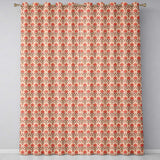 Vintage Floral Damask Pattern in Red and Taupe on Beige Background  Readymade Eyelet Ring Top Thermal 100% Blackout Curtains