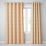 Southwestern Tribal Stripe Pattern in Terracotta Black and Sand Tones  Readymade Eyelet Ring Top Thermal 100% Blackout Curtains