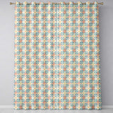Pastel Floral Tile Pattern in Coral Blue and Yellow on Soft Cream Background  Readymade Eyelet Ring Top Thermal 100% Blackout Curtains