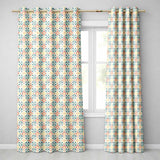 Pastel Floral Tile Pattern in Coral Blue and Yellow on Soft Cream Background  Readymade Eyelet Ring Top Thermal 100% Blackout Curtains