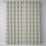 Vibrant Watercolour Floral Tile Pattern in Blue Orange and Yellow Tones  Readymade Eyelet Ring Top Thermal 100% Blackout Curtains