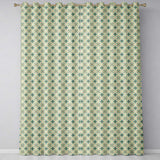 Teal and Cream Ornamental Floral Tile Pattern with Subtle Orange Accents  Readymade Eyelet Ring Top Thermal 100% Blackout Curtains