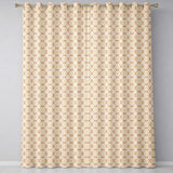 Warm Beige and Terracotta Geometric Floral Tile Pattern in Soft Neutral Tones  Readymade Eyelet Ring Top Thermal 100% Blackout Curtains