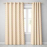 Warm Beige and Terracotta Geometric Floral Tile Pattern in Soft Neutral Tones  Readymade Eyelet Ring Top Thermal 100% Blackout Curtains
