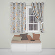 Safari Animals  with  Elephant Lion  and Leopard Cub on Cool Grey Background  Readymade Eyelet Ring Top Thermal 100% Blackout Curtains
