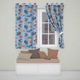 Underwater  with Scuba Divers Starfish and Whale on Soft Blue Background  Readymade Eyelet Ring Top Thermal 100% Blackout Curtains