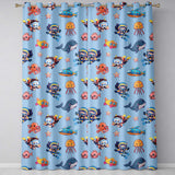 Underwater  with Scuba Divers Starfish and Whale on Soft Blue Background  Readymade Eyelet Ring Top Thermal 100% Blackout Curtains