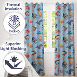 Underwater  with Scuba Divers Starfish and Whale on Soft Blue Background  Readymade Eyelet Ring Top Thermal 100% Blackout Curtains