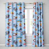 Underwater  with Scuba Divers Starfish and Whale on Soft Blue Background  Readymade Eyelet Ring Top Thermal 100% Blackout Curtains