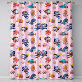 Underwater   with Scuba Divers Starfish and Whale on Soft Blush Pink Background  Readymade Eyelet Ring Top Thermal 100% Blackout Curtains