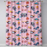 Underwater  with Scuba Divers Starfish and Whale on Blush Pink Background  Readymade Eyelet Ring Top Thermal 100% Blackout Curtains